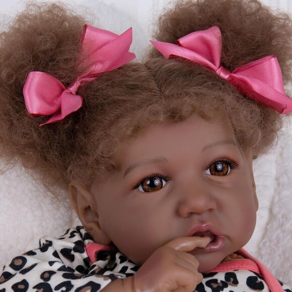20Inch Realistic Black African American Newborn Baby Girl with a cloth Body - Picture 1 of 9